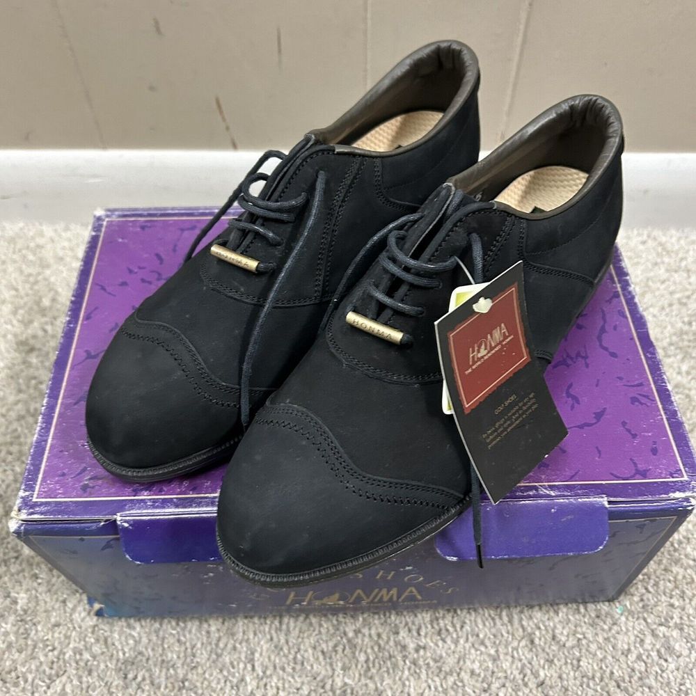 Honma Golf Shoes Women's 7.5 US 23.5 Japan Black Suede New‎ with Defects